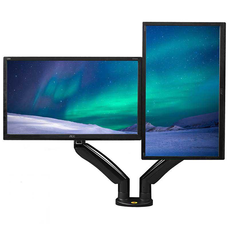 Giá treo hai màn hình máy tính NB - F195A (22-32 inch) tích hợp 2 cổng USB 3.0 Hàng Nhập Khẩu