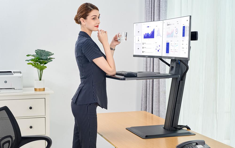 Giá Treo 2 Màn Hình Máy Tính Để Bàn Hỗ Trợ Khay Đặt Bàn Phím NB-S100