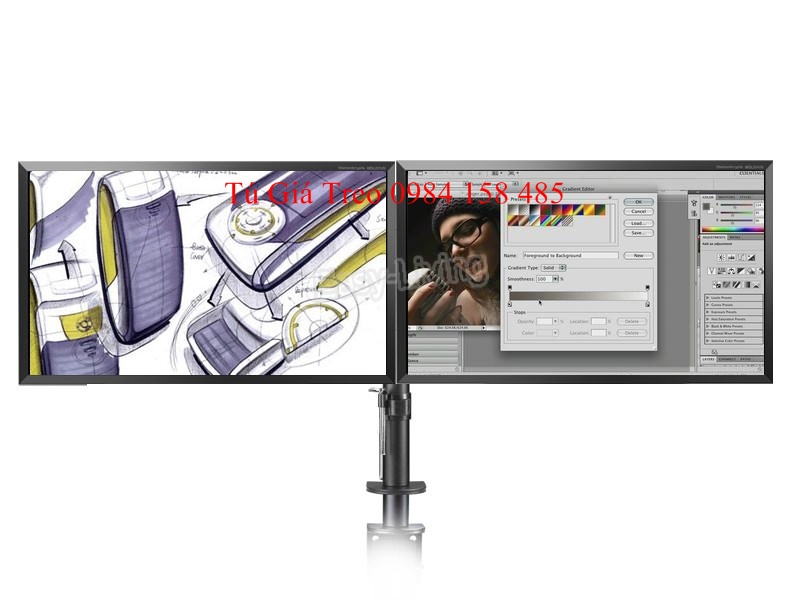 Giá đỡ 2 màn hình máy tính kẹp bàn DK02